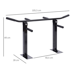 Barra de Dominadas de Pared Barra para Dominadas de Acero Barra de Tracción para Entrenamiento en Casa Hogar Carga Máx. 150 kg 105,5x28x49 cm Negro