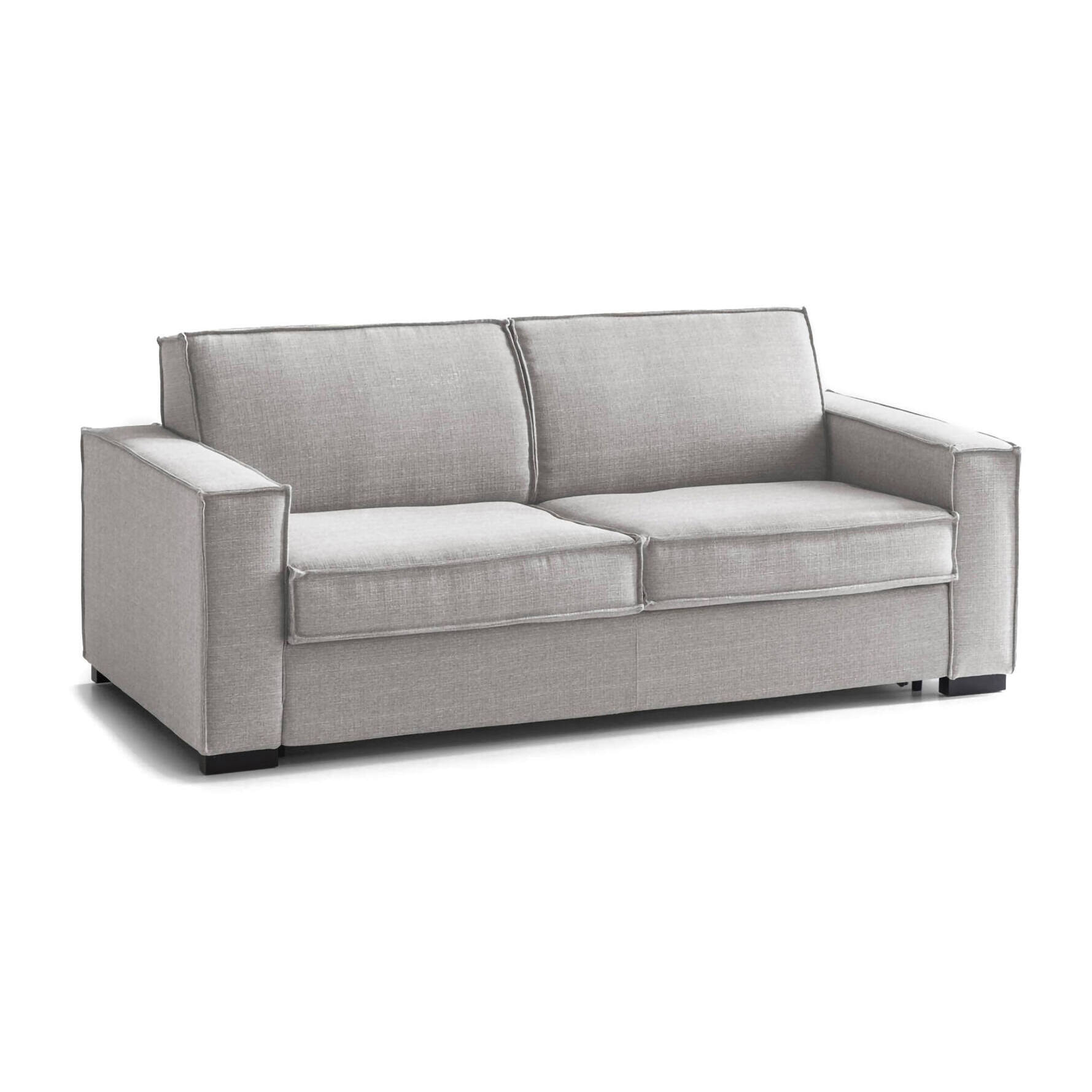 Divano letto 3 posti Asteroide, Sofà Soggiorno apertura girevole, Tessuto imbottito, Braccioli standard, 100% Made in Italy, Cm 220x95h90, Grigio