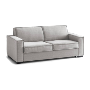 Divano letto 3 posti Asteroide, Sofà Soggiorno apertura girevole, Tessuto imbottito, Braccioli standard, 100% Made in Italy, Cm 220x95h90, Grigio