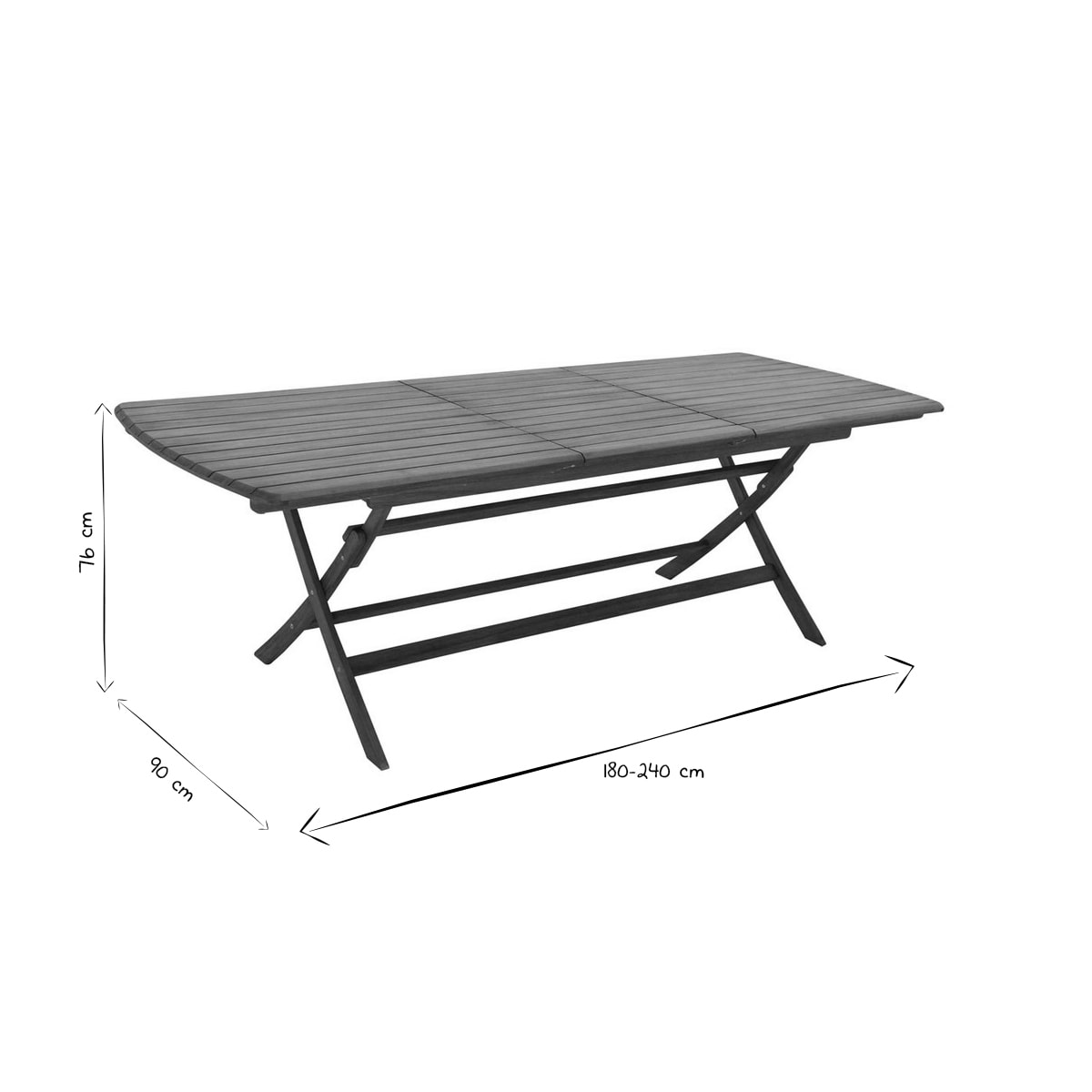 Table de jardin extensible rallonges intégrées en bois massif L180-240 cm CANOPEE