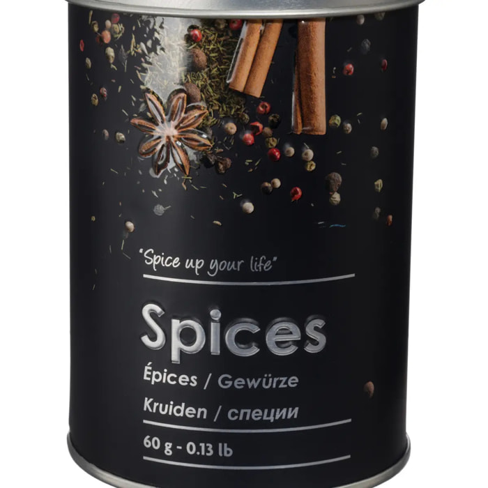 Boîte à épices 60g métal "Black Edition" noir