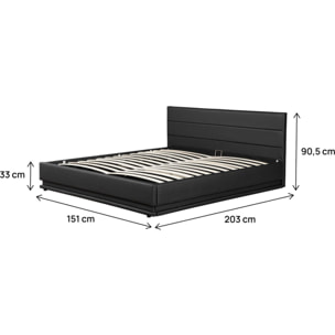 Lit LED avec coffre "Anastasia" - 140 x 190 cm - Noir