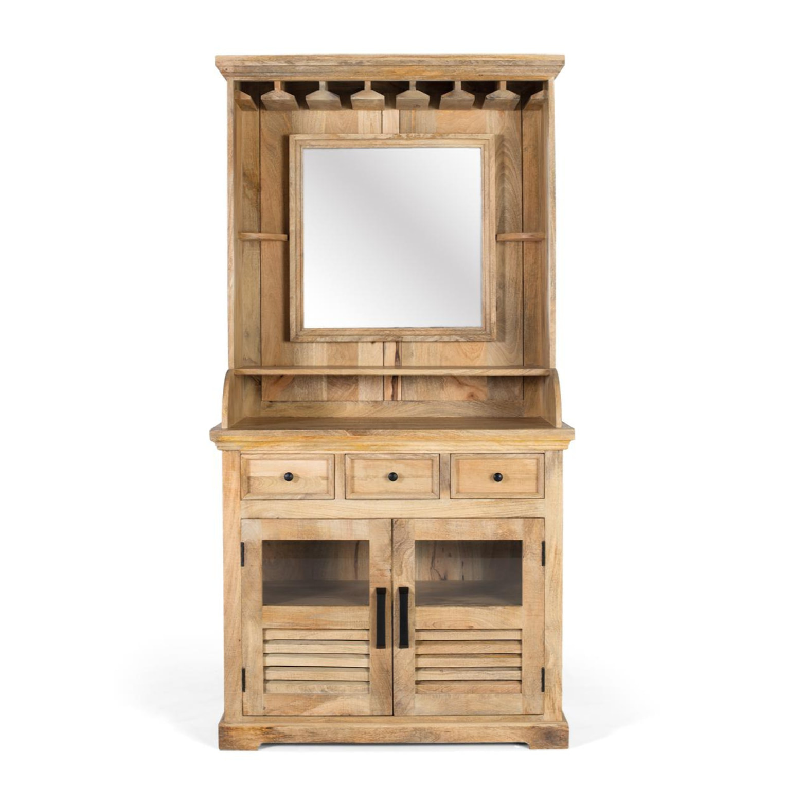 Muebles Bar de Madera de Mango 98 Cm Estilo Rústico Contemporáneo