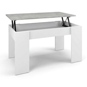 Mesa de centro elevable en blanco artik y gris cemento Norak Blanco Artik (Blanco Mate) - Gris Cemento