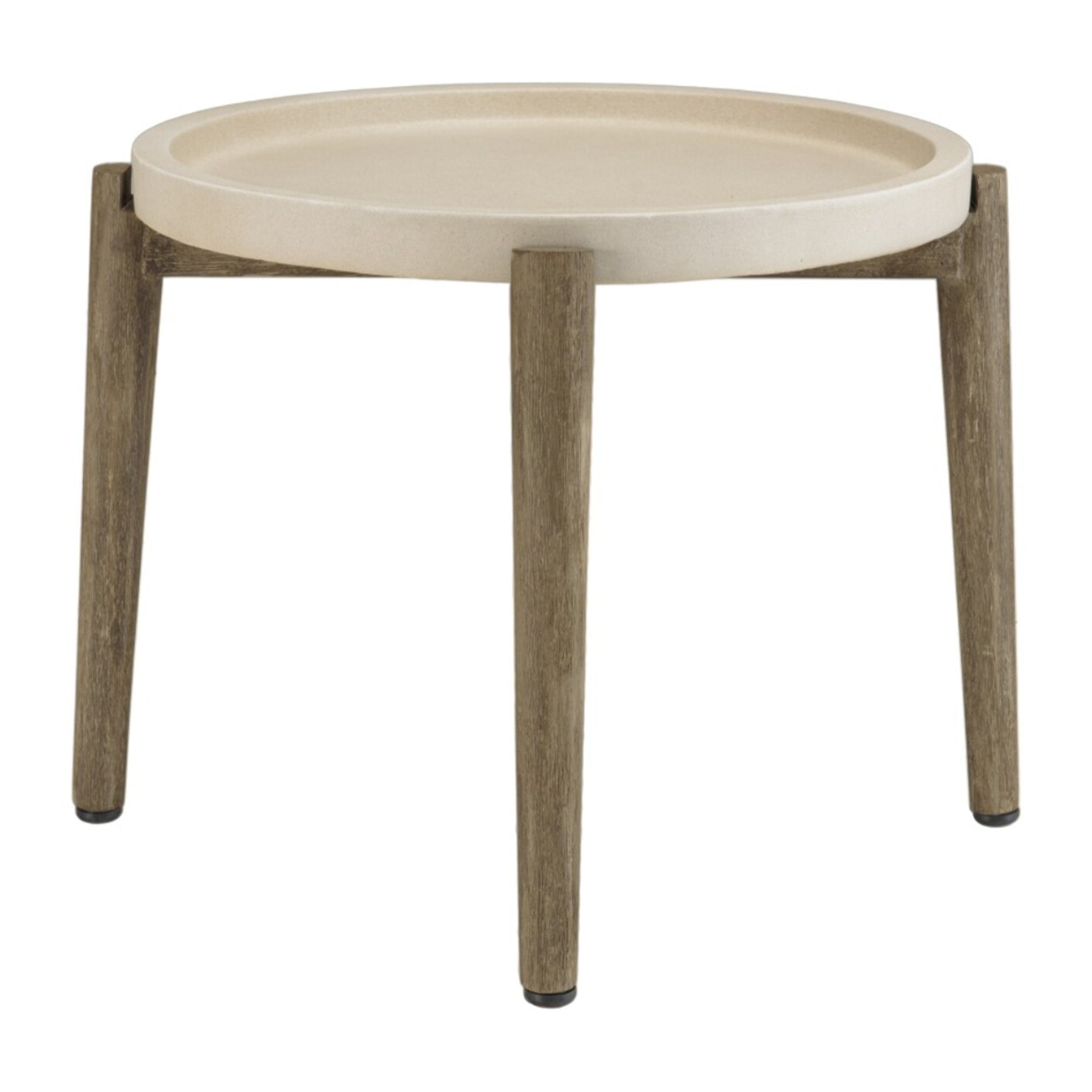 HECTOR - Table d'appoint ronde 50x50cm plateau béton beige pieds acacia