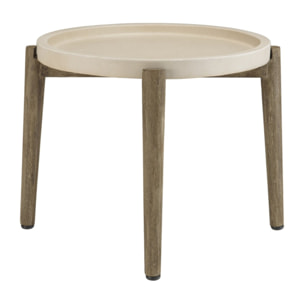 HECTOR - Table d'appoint ronde 50x50cm plateau béton beige pieds acacia