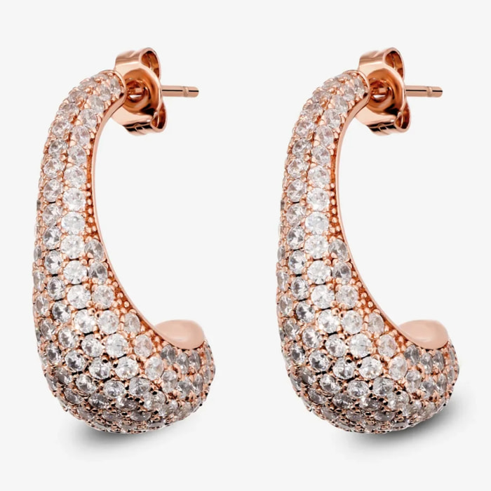 Orecchini a Lobo Graduati in Pavé di Cubic Zirconia placcati Oro Giallo 18Kt