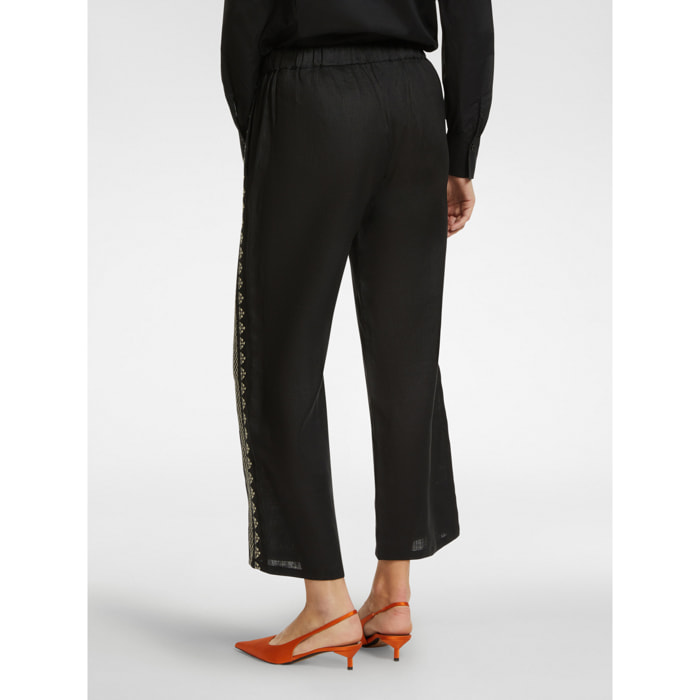 Elena Mirò - Pantalón cropped bordado - Negro