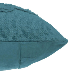 Coussin "Inca" en coton tufté bleu canard 40x40 cm