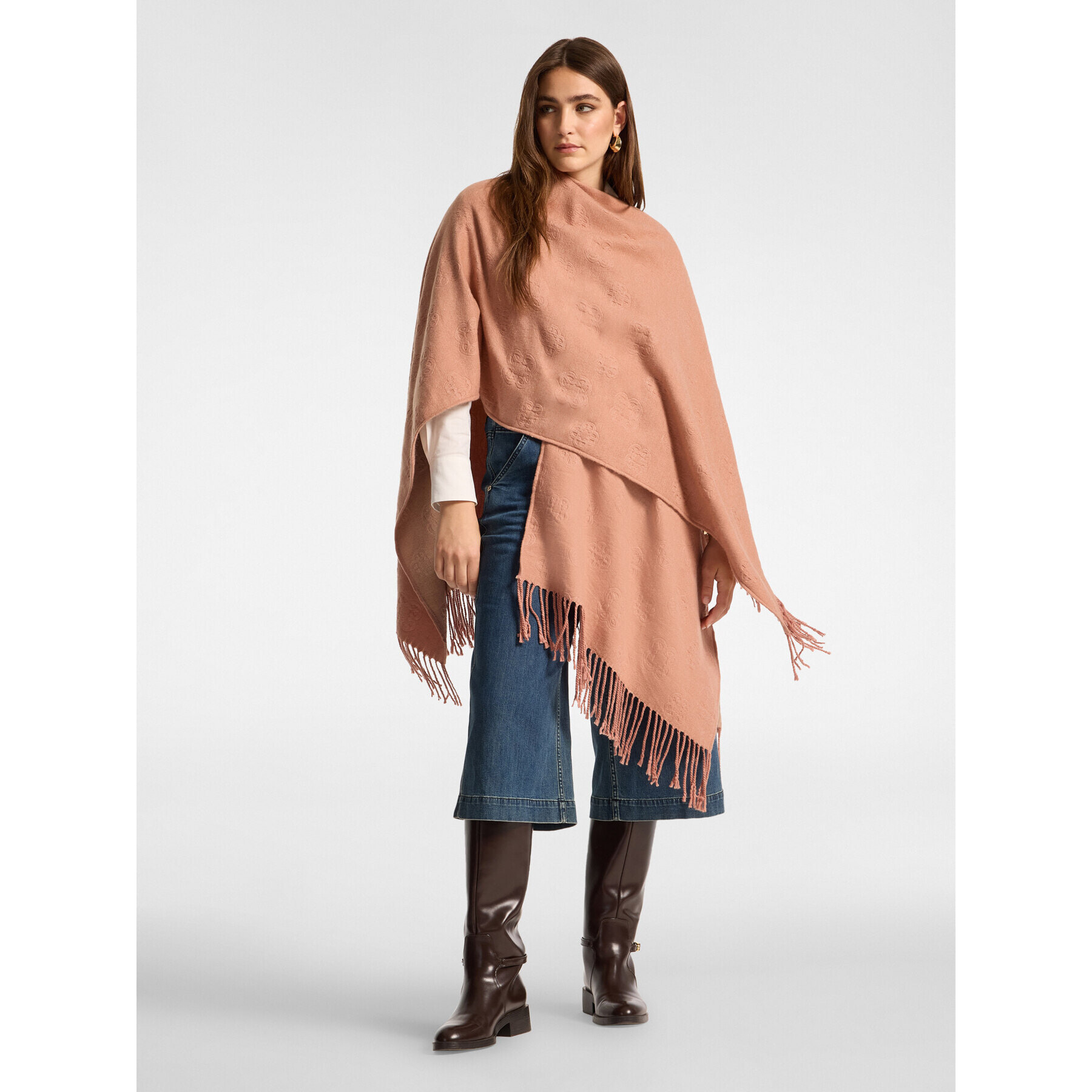 Elena Mirò - Poncho con loghi embossed - Rosa