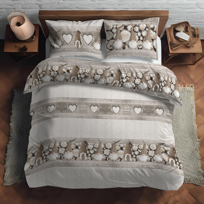 Parure copripiumino gnomo beige 100% cotone