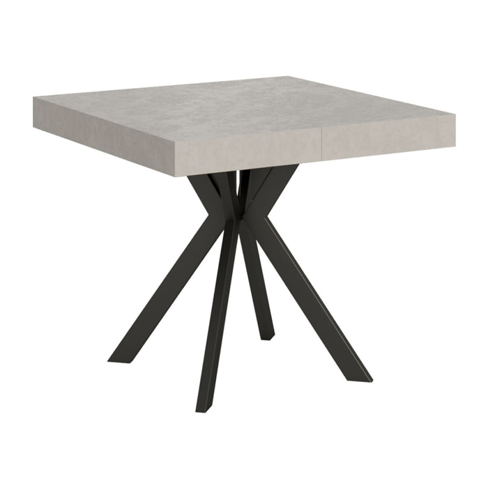 Table extensible 90x90/194 cm Dolcezza cachemire pieds anthracite
