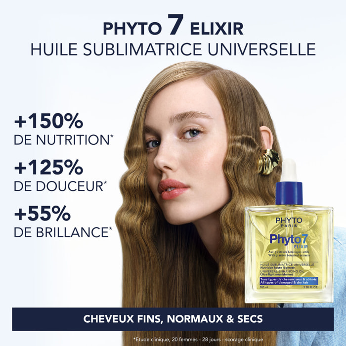 Phyto7 Elixir - Coffret Huile Sublimatrice Universelle 180 ml + Shampooing Réparateur 50 ml