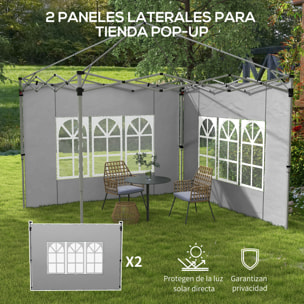 2 Paredes Laterales para Carpas de 3 x 3 / 3 x 4 m, 295x195 cm, Paredes Laterales de Repuesto para Cenador de Tela Oxford con Ventana, para Jardín, Exteriores, Fiestas, Gris Claro