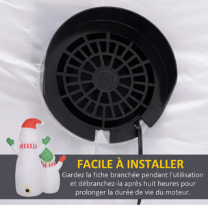 Décoration Noël gonflable dim. 190L x 110l x 240H cm - Bonhomme de neige gonflable de Noël extérieur intérieur LED rotatives colorées