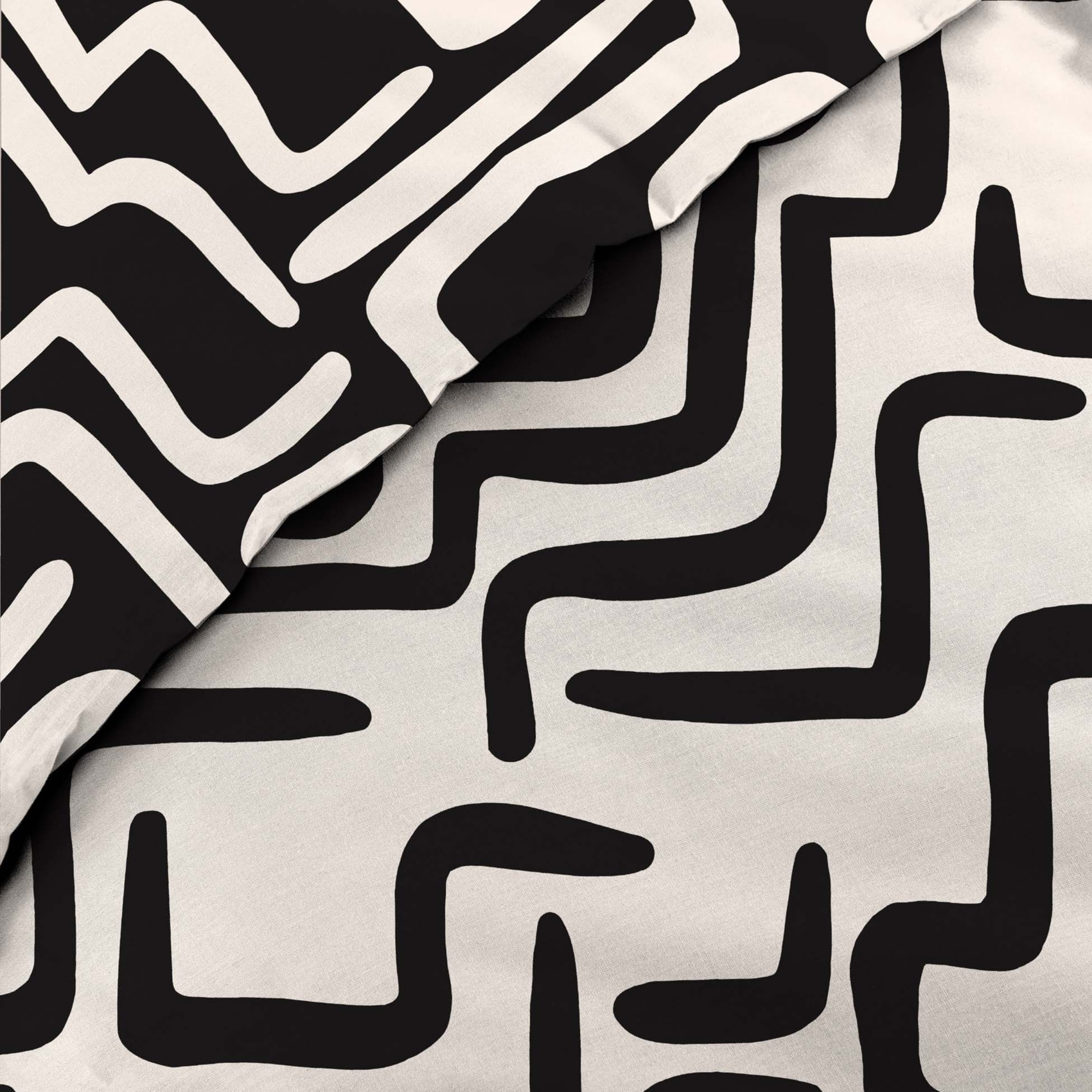 Parure de lit 3 pièces 100% coton à motifs géométriques housse + taies - Noir