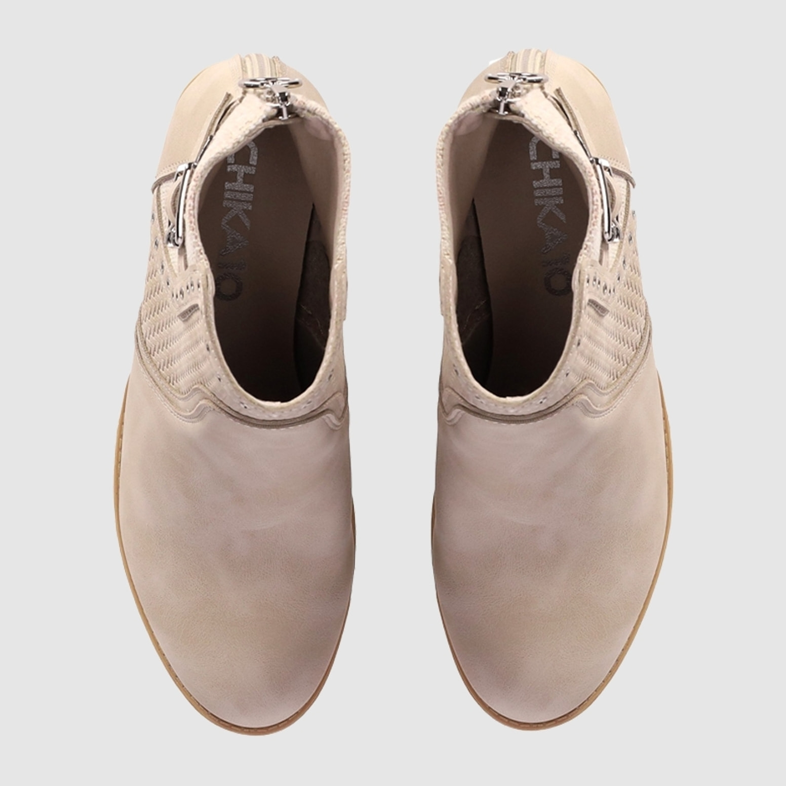 Botines de Piel Sintética - Beig - Tacón: 6 cm