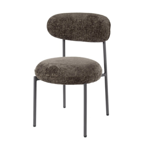 Adelia - lot de 2 chaises - pieds en métal - en tissu texturé - Marron