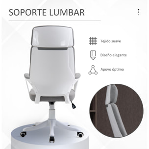 Silla de Oficina Ergonómica Silla Escritorio Giratoria Ajustable en Altura con Reposabrazos Reposacabezas y Respaldo Alto 63x65x112-120 cm Gris