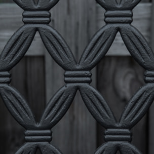 Banco de Jardín de 2 Plazas con Respaldo Decorativo y Reposabrazos para Terraza Balcón Patio Exterior Carga 240 kg Hierro Fundido y Acero 128x58,5x89 cm Negro