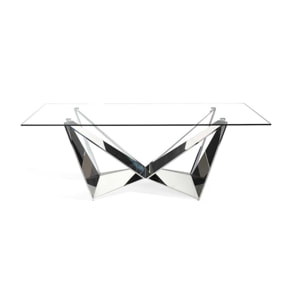 Mesa de comedor fija PARIS - transtarente y espejo - 220x100x77cm