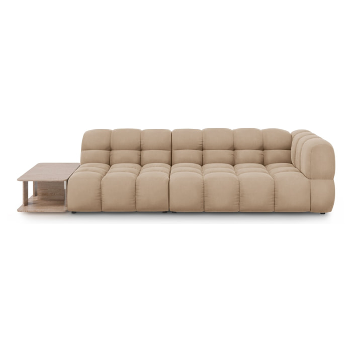 Canapé modulable gauche "Sky" 4 places en velours le sable