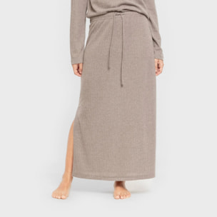 Gonna midi in rib a costine da donna