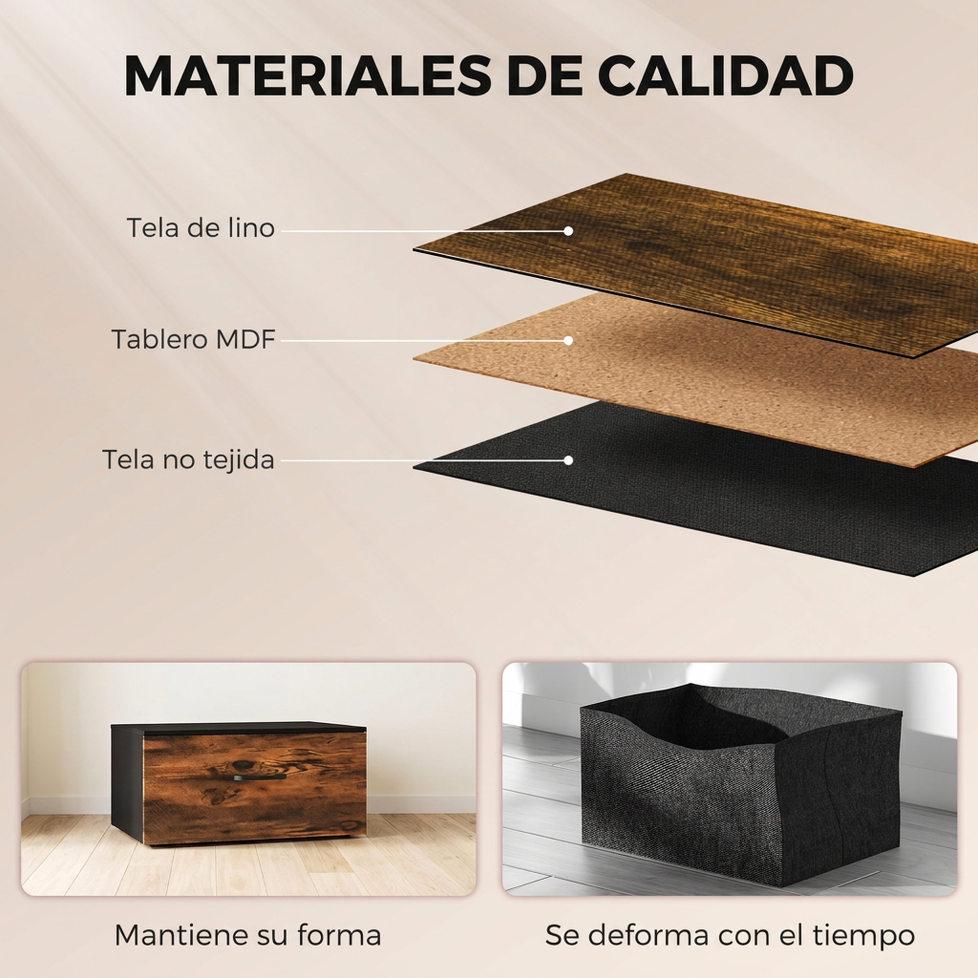 Mueble Organizador Cajonera de Tela con Cajones Plegables Estante Abierto y Marco de Acero Estilo Industrial para Salón Recibidor Dormitorio 98x29x63 cm, Marrón Rústico