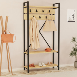 JUBA - Meuble d'entrée style industriel avec étagères et porte-manteaux