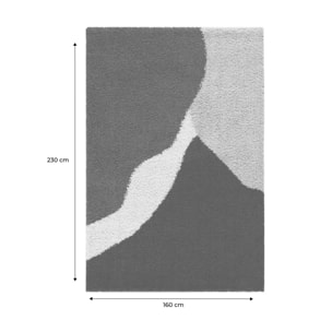 Tapis intérieur shaggy motifs géométriques beige, marron, noir OMAR