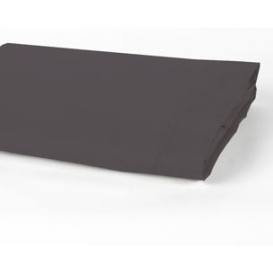 Drap plat 100% percale de coton uni - gris anthracite
