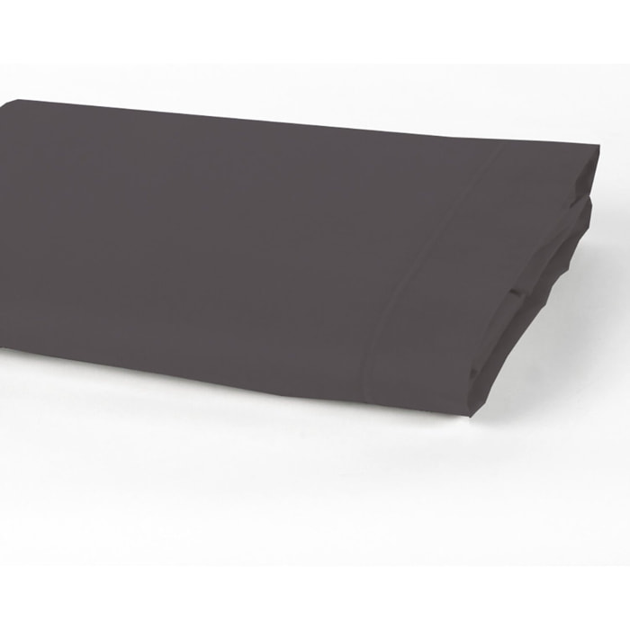 Drap plat 100% percale de coton uni - gris anthracite