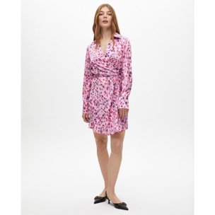 Vestito corto annodato con stampa animalier