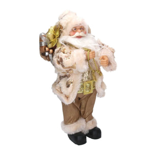 Babbo natale in tessuto bianco oro cm14x5h30