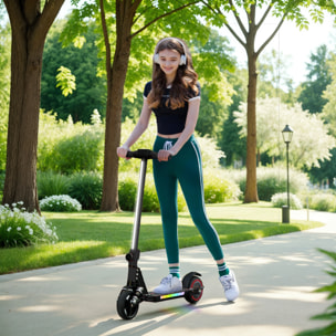 Trottinette électrique pliable LED 150W max. 14 Km/h enfant 6-14 ans double frein béquille alu noir
