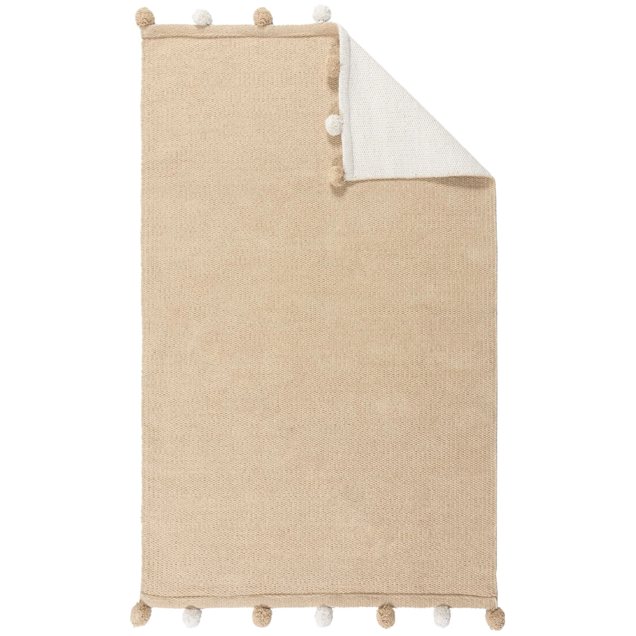 Tapis à pompon chambre enfant Beige