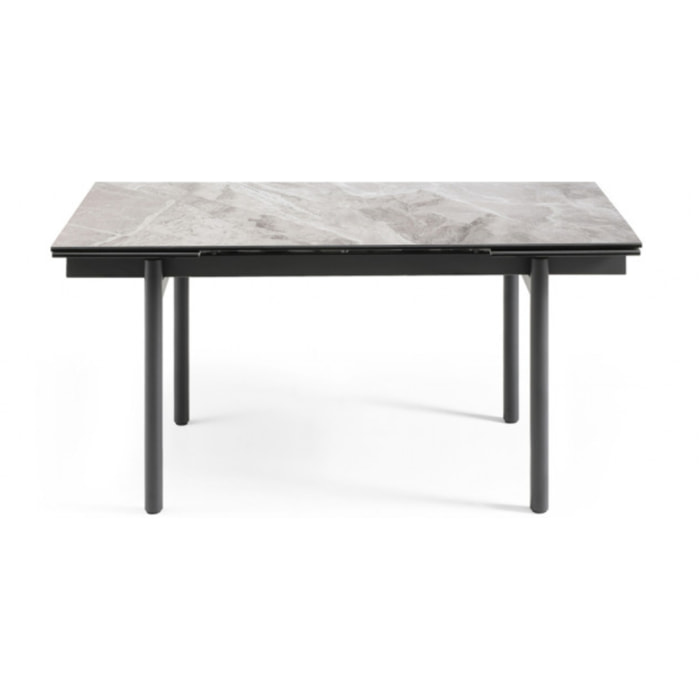 Table extensible en céramique gris brillant L160/240cm - 9 piètements - UNIK