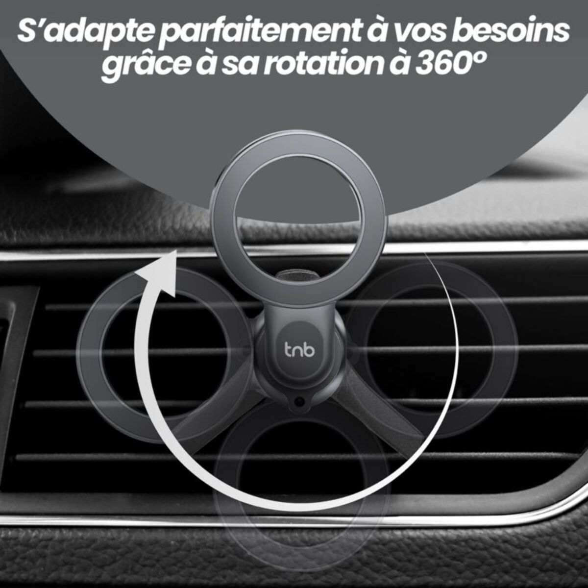 Support smartphone TNB Support magnétique compact aération Noir