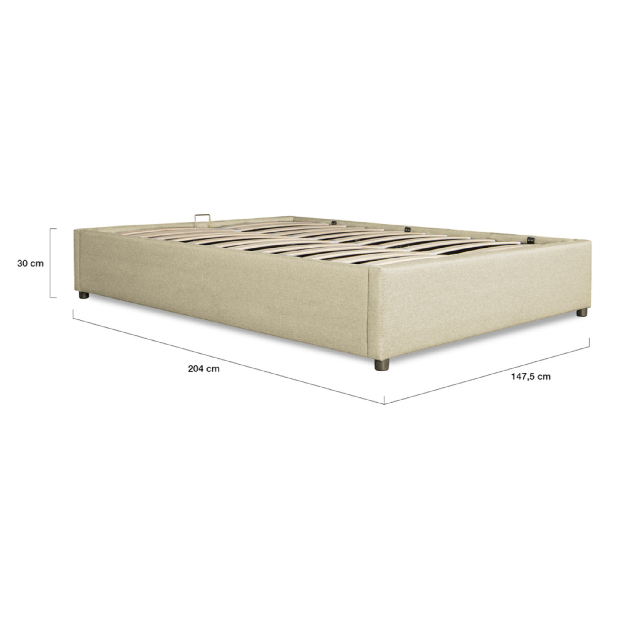 Lit coffre Otto en tissu beige avec sommier 140x190cm