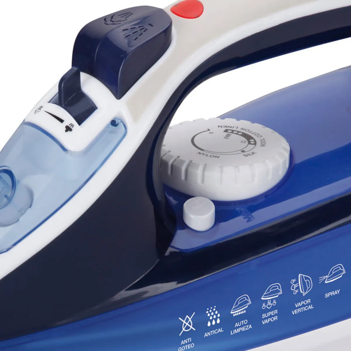 Plancha de vapor JATA PL618 con suela de acero inoxidable. Autolimpieza. 2600 W