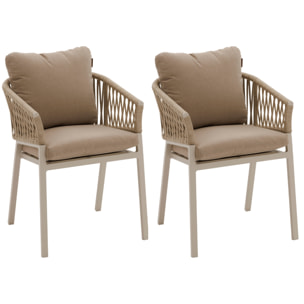 Lot de 2 fauteuils de jardin "Oriengo" beige & argile aluminium mailles tressées et polyester