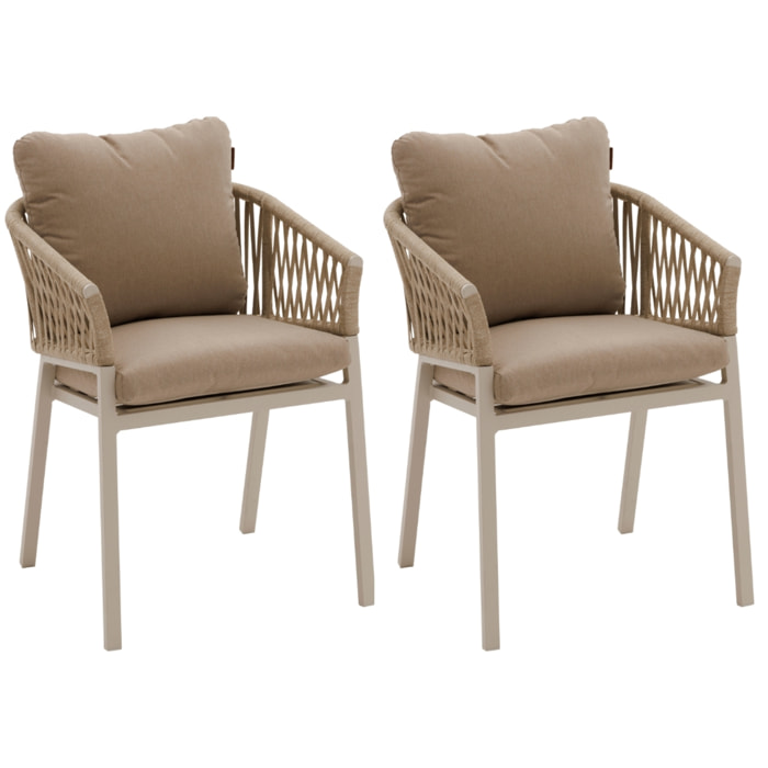 Lot de 2 fauteuils de jardin "Oriengo" beige & argile aluminium mailles tressées et polyester