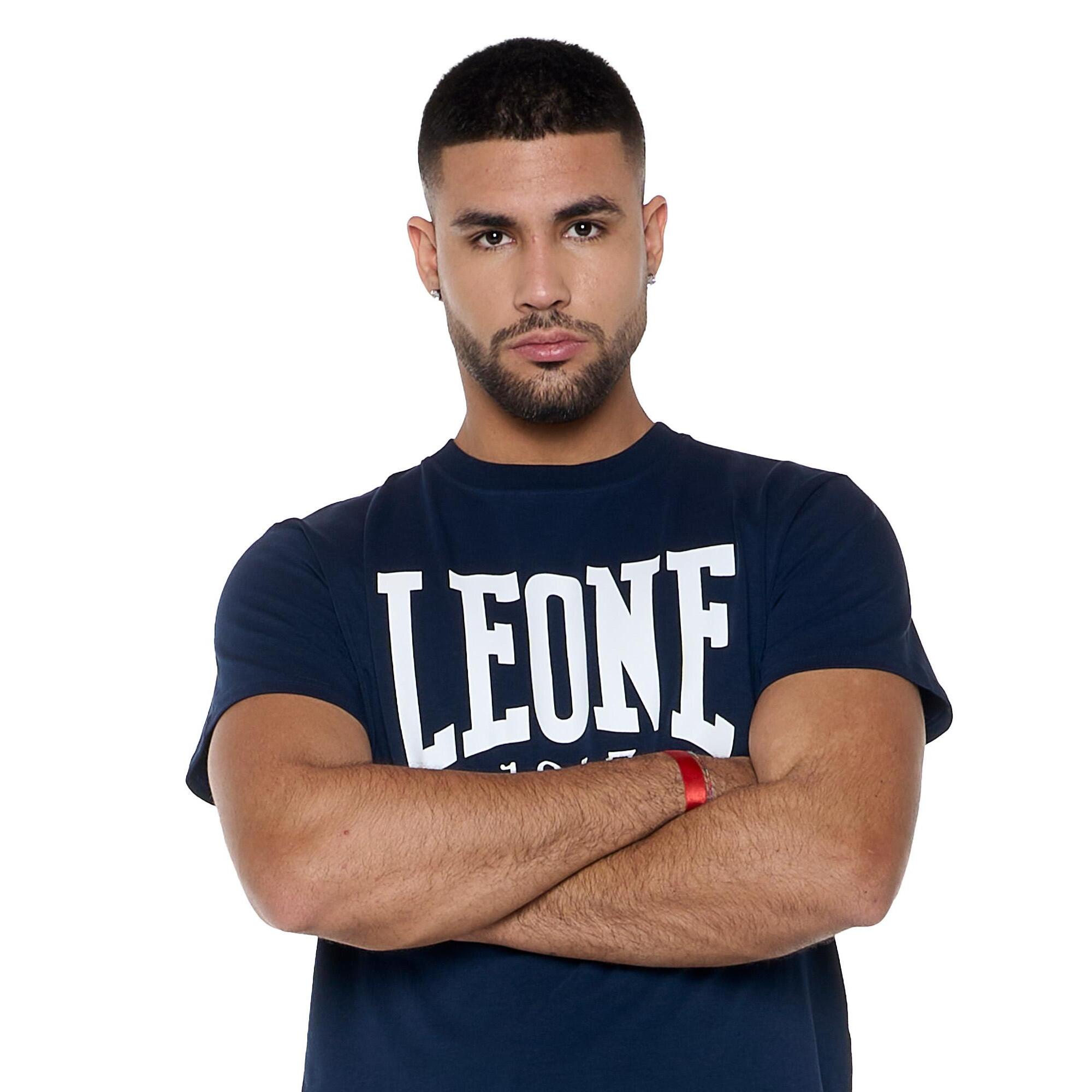 Camiseta de manga corta de algodón elástico con gran logo Leone Basic