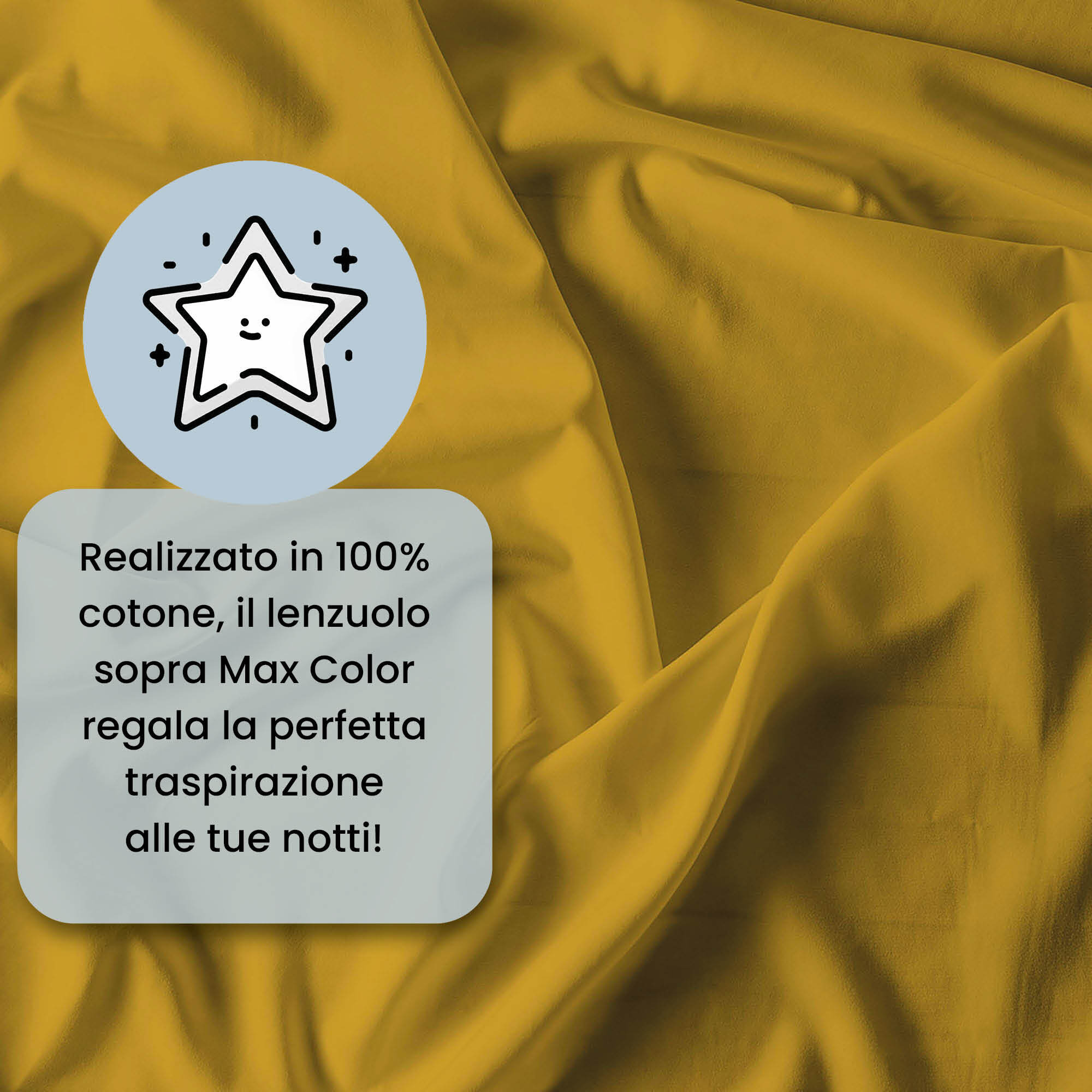 LENZUOLO SOPRA MAX COLOR, 100% Cotone, Tinta Unita, Made in Italy - SENAPE
