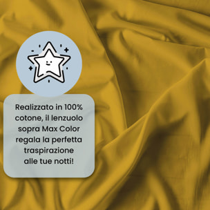 LENZUOLO SOPRA MAX COLOR, 100% Cotone, Tinta Unita, Made in Italy - SENAPE