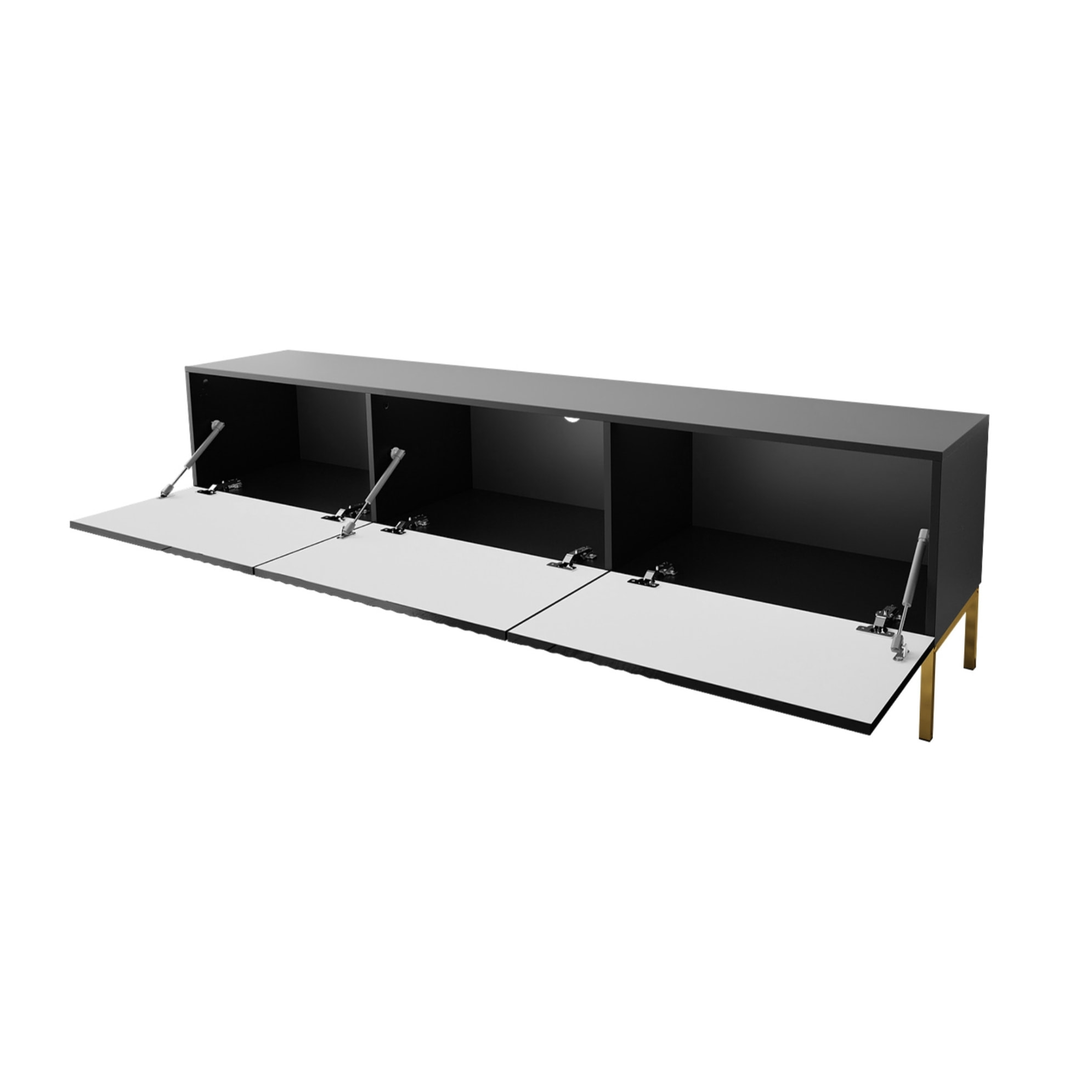 Celeste - meuble TV - 190 cm - style contemporain - Noir / Doré