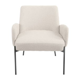 Fauteuil tissu bouclette écru imitation laine mouton - BOUCLE