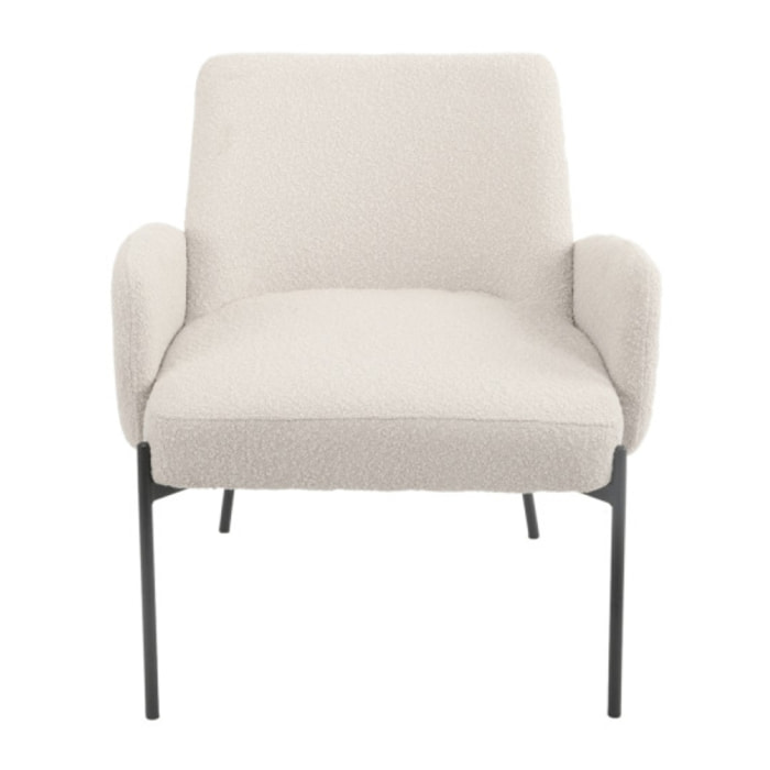 Fauteuil tissu bouclette écru imitation laine mouton - BOUCLE