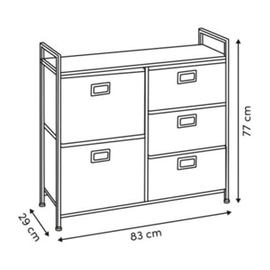 Meuble de rangement Tissa 5 tiroirs beige