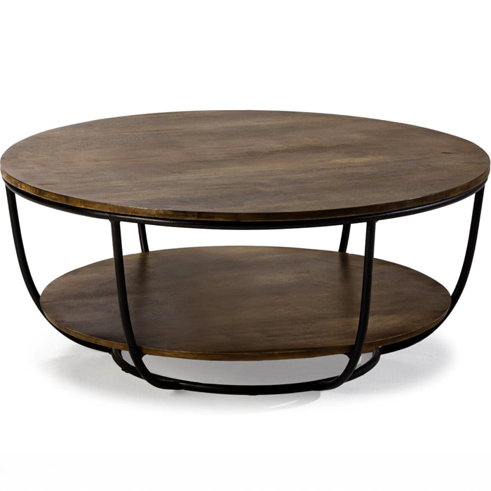 Table basse ronde en bois et métal - PANDORA